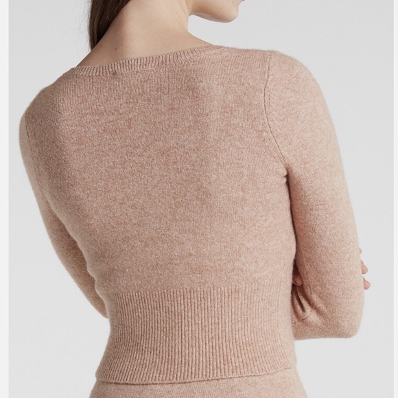 EXPRESS Blush Heather pink crop sweater cardigan button front top size XS - Picture 3 of 13